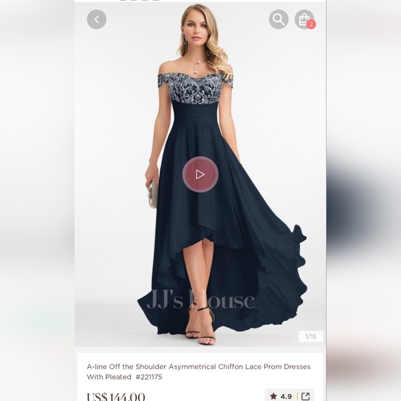 NWT JJ’s House Dress! High/Low Size 8 Navy - Picture 2 of 8